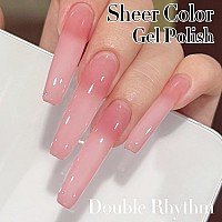 Double Rhythm Translucent Gel Polish Sheer Neutral Natural Light Milky Same Color Same Bottle 15Ml Jelly Nail Polish Nail Art Di