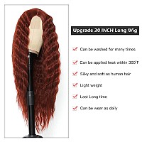 Instastyle 30Inch Curly Wig Long Synthetic Wigs For Black Women Ginger Red Deep Wave Synthetic Curly Wig Lace Front With 4 Simu