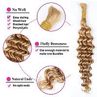 Afrodiva Human Braiding Hair 1 Bundle 50G 22 Inch Deep Wave Bulk Human Hair For Braiding Brown Wet And Wavy Braiding Hair No Wef