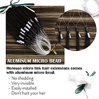 Moresoo Microlink Hair Extensions Human Hair Natural Black To Dark Brown With Ash Blonde Micro Loop Human Hair Extensions Blonde