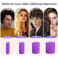 Ehbelif Jumbo Hair Rollers Set With Clips 34Pcs Rollers Hair Curlers Blowout Look Hair Roller Purple