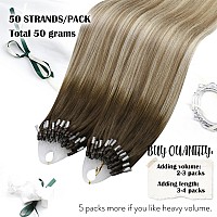 Moresoo Micro Link Hair Extensions Ombre Brown Micro Loop Human Hair Extensions Balayage Brown To Light Brown And Ash Blonde Mic