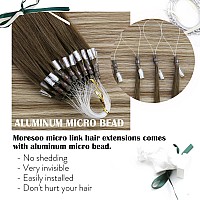 Moresoo Micro Link Hair Extensions Ombre Brown Micro Loop Human Hair Extensions Balayage Brown To Light Brown And Ash Blonde Mic