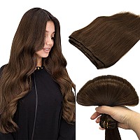 Doores Sew In Hair Extensions Real Human Hair Chocolate Brown 24 Inch 120G Weft Hair Remy Human Hair Extensions Full Head Long