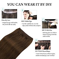 Doores Sew In Hair Extensions Real Human Hair Chocolate Brown 24 Inch 120G Weft Hair Remy Human Hair Extensions Full Head Long