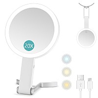 Miyadiva Magnifying Mirror With Light20X Magnifying Makeup Mirror With Handheldtravel Mirror With Lights And Magnification3 C