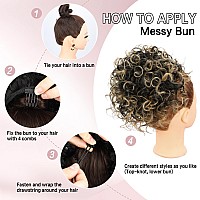 Lommel Messy Bun Hair Piece For Women 70G Elastic Drawstring Loose Wave Curly Hair Buns Hair Piece Synthetic Hair Bun Hair Exten