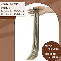 Full Shine Seamless Injection Tape In Hair Extensions Human Hair Balayage Color 77Icy Brown Fading To Blonde Machine Virgin Ta