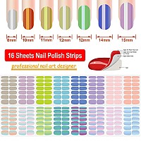 Danneasy 16 Sheets Gradient Color Nail Polish Stickers Full Nail Wraps For Women Stick On Fingernail Nails Self Adhesive Nail Po