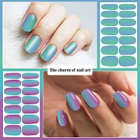 Danneasy 16 Sheets Gradient Color Nail Polish Stickers Full Nail Wraps For Women Stick On Fingernail Nails Self Adhesive Nail Po