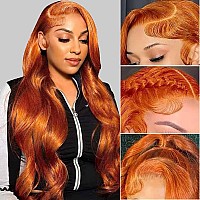 13X4 Orange Ginger Lace Front Wigs Human Hair Pre Plucked Body Wave Brazilian Colored Human Hair Wigs For Black Women Invisible