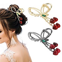 Cherry Large Nonslip Metal Butterfly Hair Claws And Clips For Women 2Pcs Sparkly Strong Hold Headwear Gifts