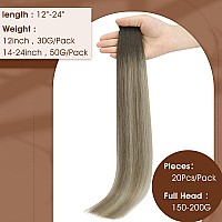 Full Shine Virgin Tape In Hair Extensions Human Hair Brown Fading To Blonde Color 4780 24In Tape In Hair Extensions Real Human