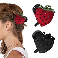 No Worries 2Pcs Strawberry Nonslip Butterfly Hair Clips Sparkly Strong Jaw Clips For Women Teens Large Headwear Gifts