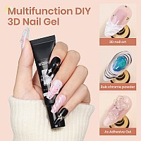 Mizhse 3D Nail Gel2 Pcs Clear 3D Gel Nail Art Sculpting Gel For Nail Art No Wipe Molding Gel For Nails Decoration Manicure Cha