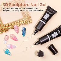 Mizhse 3D Nail Gel2 Pcs Clear 3D Gel Nail Art Sculpting Gel For Nail Art No Wipe Molding Gel For Nails Decoration Manicure Cha