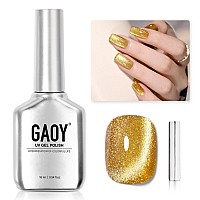 Gaoy Gold Glassy Cat Eye Gel Nail Polish 16Ml Glitter Holographic Nail Polish With Magnet Reflective Translucent Uv Gel 2156