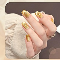 Gaoy Gold Glassy Cat Eye Gel Nail Polish 16Ml Glitter Holographic Nail Polish With Magnet Reflective Translucent Uv Gel 2156