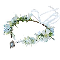 Vivivalue Fairy Flower Crown Floral Headband Elven Headpiece For Women Girls Woodland Forest Elf Circlet Halloween Renaissance W