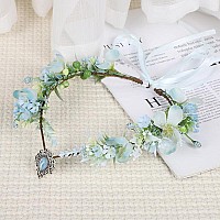 Vivivalue Fairy Flower Crown Floral Headband Elven Headpiece For Women Girls Woodland Forest Elf Circlet Halloween Renaissance W