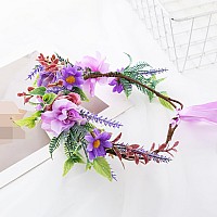 Vivivalue Fairy Floral Crown Woodland Headband Flower Headpiece Hair Wreath Forest Elven Circlet For Women Girls Halloween Renai