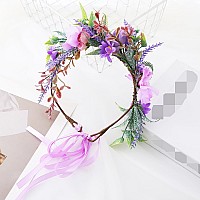 Vivivalue Fairy Floral Crown Woodland Headband Flower Headpiece Hair Wreath Forest Elven Circlet For Women Girls Halloween Renai