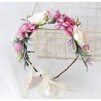 Vivivalue Fairy Floral Crown Even Headband Flower Headpiece Woodland Forest Elf Circlet For Women Girls Halloween Renaissance We