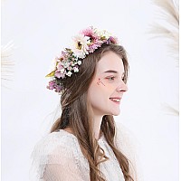 Vivivalue Fairy Flower Crown Headband Woodland Floral Headpiece Forest Even Circlet For Women Girls Halloween Renaissance Weddin