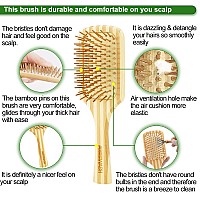 Bamboo Hair Brush Comb Set For Women Wooden Paddle Detangling Brush For Thick Thin Curly Straight Wavy Fine Hair Wide Tooth