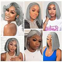 Benafee Bob Wig Human Hair 13X4 Hd Lace Front Wigs Free Part Lace Frontal Bob Wigs Grey Short Bob Wig Human Hair 180 Density Co