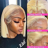 Blonde Bob Wig Human Hair Glueless Wigs 13X4 Hd Transparent Bob Lace Front Wigs Human Hair 180 Density Colored 613 Blonde Human