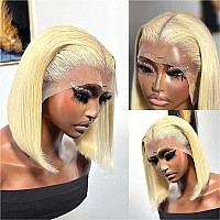 Blonde Bob Wig Human Hair Glueless Wigs 13X4 Hd Transparent Bob Lace Front Wigs Human Hair 180 Density Colored 613 Blonde Human