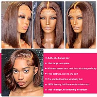 Benafee Chocolate Brown Lace Front Wig Human Hair Bob Wig Colored 13X4 Hd Transparent Lace Frontal Bob Wig Human Hair 180 Dens