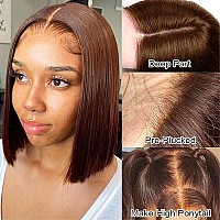 Benafee Chocolate Brown Lace Front Wig Human Hair Bob Wig Colored 13X4 Hd Transparent Lace Frontal Bob Wig Human Hair 180 Dens