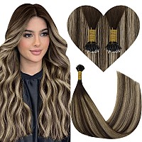 Youngsee Brown Balayage Nano Bead Hair Extensions Nano Link Real Human Hair Extensions Ombre Dark Brown With Ash Blonde Nano Loo