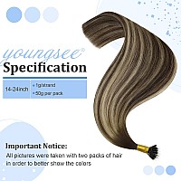 Youngsee Brown Balayage Nano Bead Hair Extensions Nano Link Real Human Hair Extensions Ombre Dark Brown With Ash Blonde Nano Loo