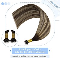 Youngsee Brown Balayage Nano Bead Hair Extensions Nano Link Real Human Hair Extensions Ombre Dark Brown With Ash Blonde Nano Loo