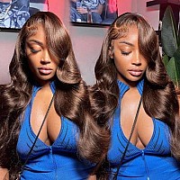 Sihuashow Chocolate Brown Lace Front Wigs Human Hair 13X4 Body Wave Lace Front Wigs Human Hair Glueless Wigs 180 Density Hd Tra