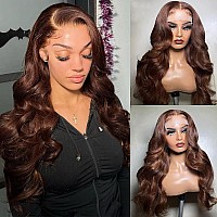 Sihuashow Chocolate Brown Lace Front Wigs Human Hair 13X4 Body Wave Lace Front Wigs Human Hair Glueless Wigs 180 Density Hd Tra