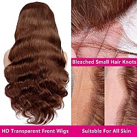 Sihuashow Chocolate Brown Lace Front Wigs Human Hair 13X4 Body Wave Lace Front Wigs Human Hair Glueless Wigs 180 Density Hd Tra