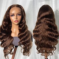 Sihuashow Chocolate Brown Lace Front Wig Human Hair Pre Plucked 13X4 Body Wave Hd 4 Lace Frontal Wig Human Hair With Baby Hair