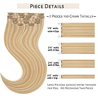 Caliee Seamless Clip In Hair Extensions Real Human Hair 18Inch Balayage Clip In Hair Extensions P1260A Dark Ash Blonde Mixed Pl