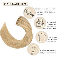 Caliee Seamless Clip In Hair Extensions Real Human Hair 18Inch Balayage Clip In Hair Extensions P1260A Dark Ash Blonde Mixed Pl