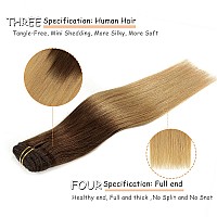 Caliee Clip In Hair Extensions Real Human Hair Thick Soft Natural Straight Real Hair Extensions Ombre Clip Ins For Women Darker