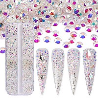 Jollin 3600Pcs Flatback Rhinestones Glass Charms Diamantes Gems Stones For Nail Art 6 Size Ss4Ss12 Box Transparent Ab