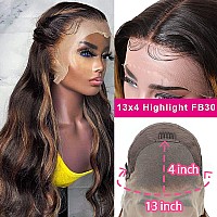 Haha Balayage Highlight Lace Front Wig Human Hair 13X4 Body Wave Frontal Wig Honey Brown Ombre Lace Front Wig Pre Plucked Gluele