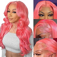 Eagera Pink Wig Human Hair 13X4 Pink Lace Front Wig Human Hair Hd Lace Pink Body Wave Lace Front Wig Human Hair With Baby Hair C