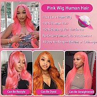 Eagera Pink Wig Human Hair 13X4 Pink Lace Front Wig Human Hair Hd Lace Pink Body Wave Lace Front Wig Human Hair With Baby Hair C