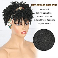 Aisaide Black Afro Kinky Headband Wig Short Afro Wigs For Black Women Synthetic Kinky Curly Headband Wig With Bangs For Women Na