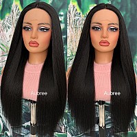 Aubree Black Lace Front Wigs Glueless Preplucked Natural Hairline Synthetic Lace Front Wigs Long Straight Frontal Lace Wigs For